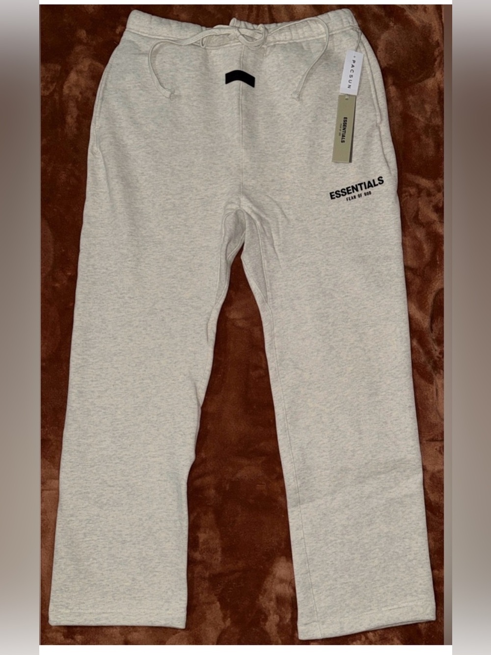 ESSENTIALS mens light oatmeal Sweatpants - Cozy Cotton Blend Bottoms
